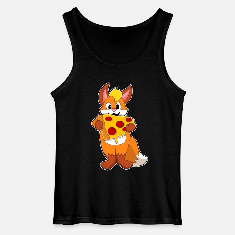 Fuchs mit Pizza - Gildan Männer Tank Top - Schwarz