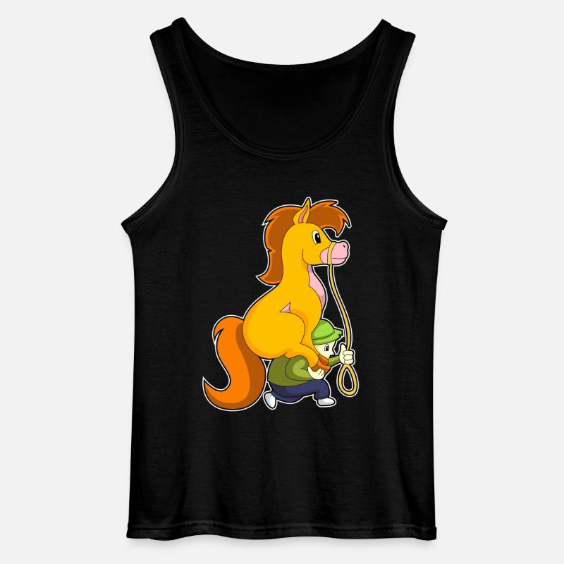 Pferd mit Junge - Gildan Männer Tank Top - Schwarz