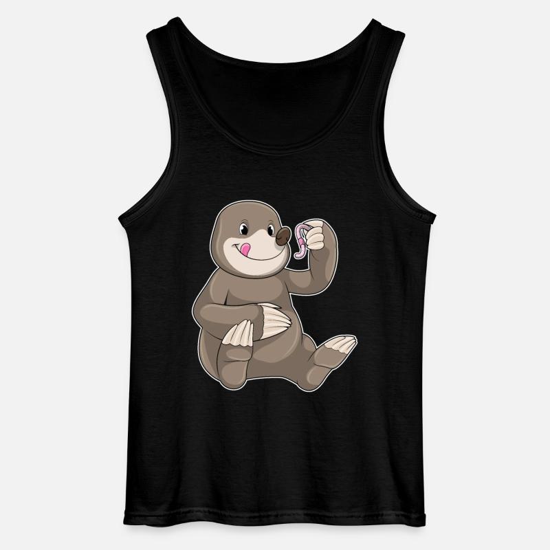 Mole with earthworm - Gildan Men’s Tank Top - black