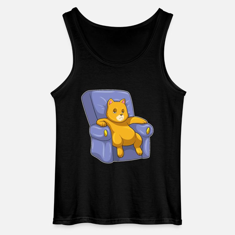 Katze mit Sofa - Gildan Männer Tank Top - Schwarz