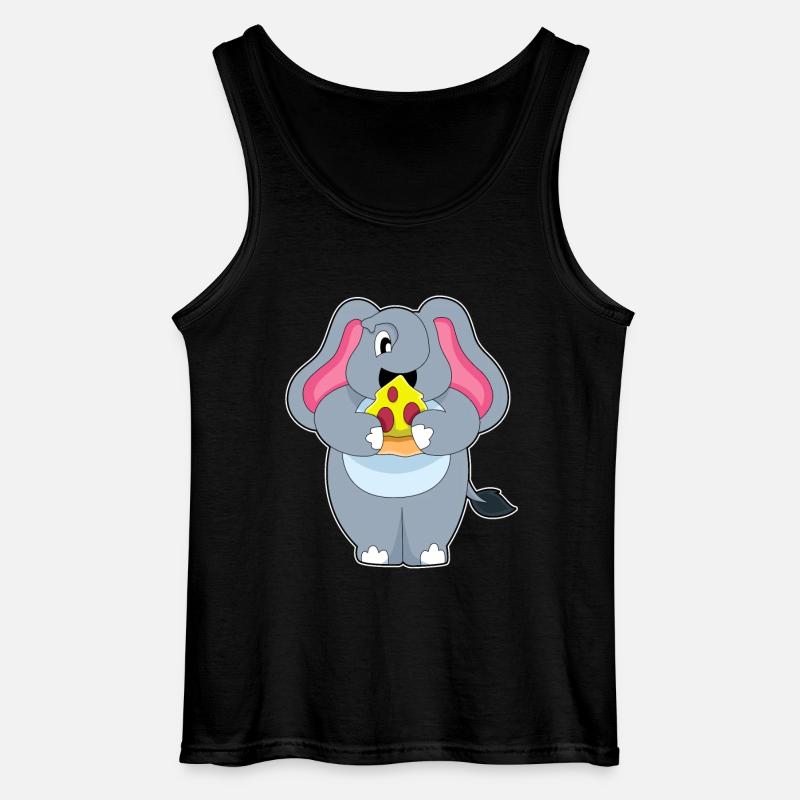 Elefant mit Pizza - Gildan Männer Tank Top - Schwarz