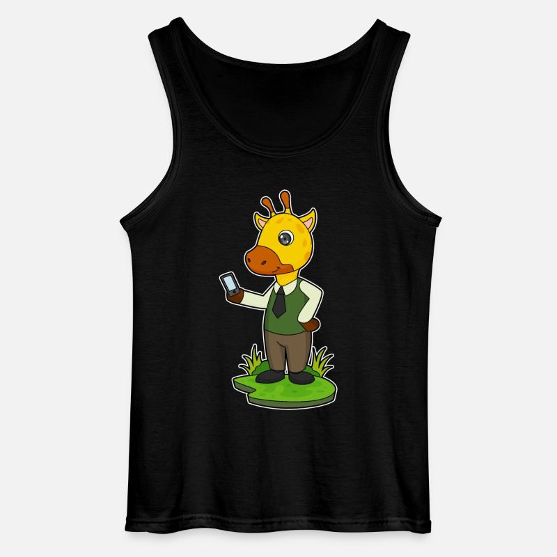 Giraffe mit Handy - Gildan Männer Tank Top - Schwarz