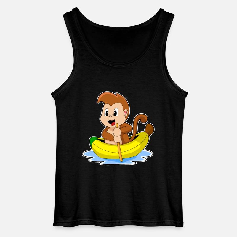Affe Banane Boot - Gildan Männer Tank Top - Schwarz