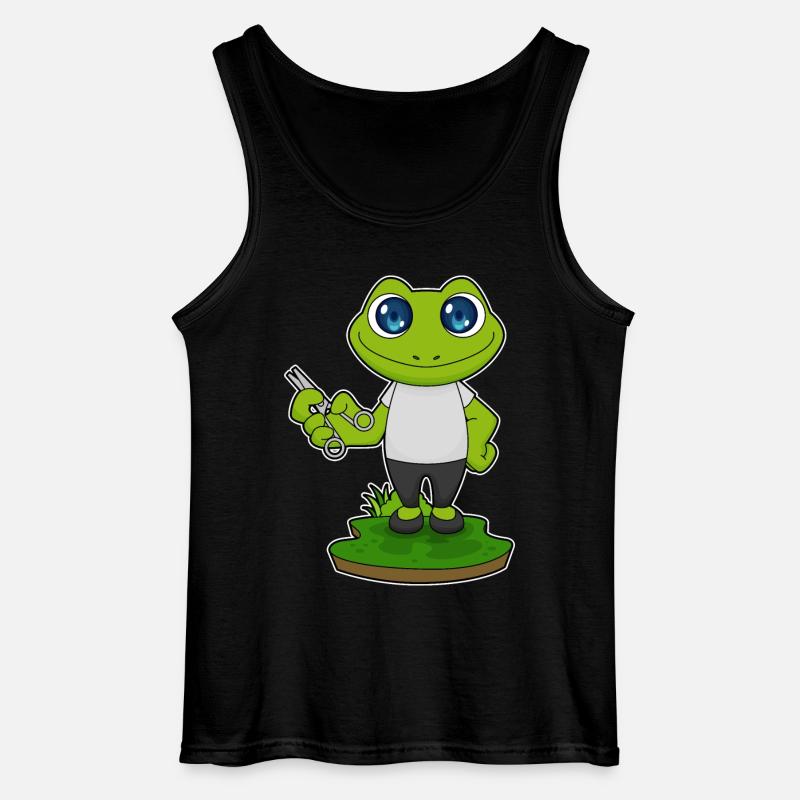Frog Barber Scissors - Gildan Men’s Tank Top - black