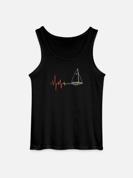 Sailing Heartbeat Retro - Gildan Men’s Tank Top - black
