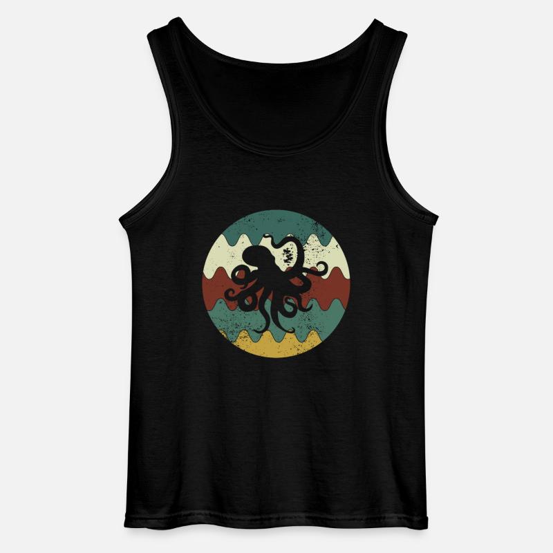 Octopus Retro - Gildan Männer Tank Top - Schwarz