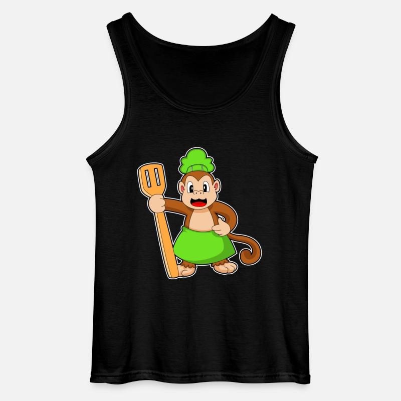 Affe Koch Pfannenwender - Gildan Männer Tank Top - Schwarz