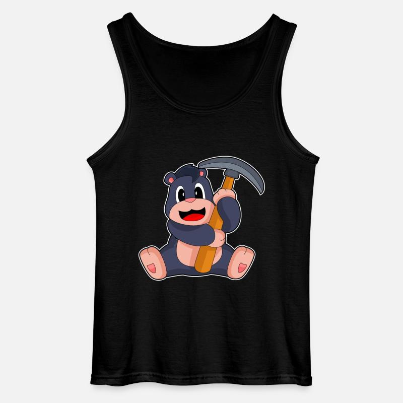 Mole Miner Pickaxe - Gildan Men’s Tank Top - black