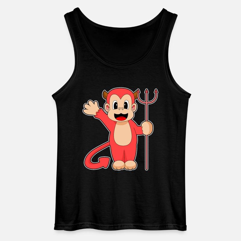 Monkey Halloween Devil Trident - Gildan Men’s Tank Top - black