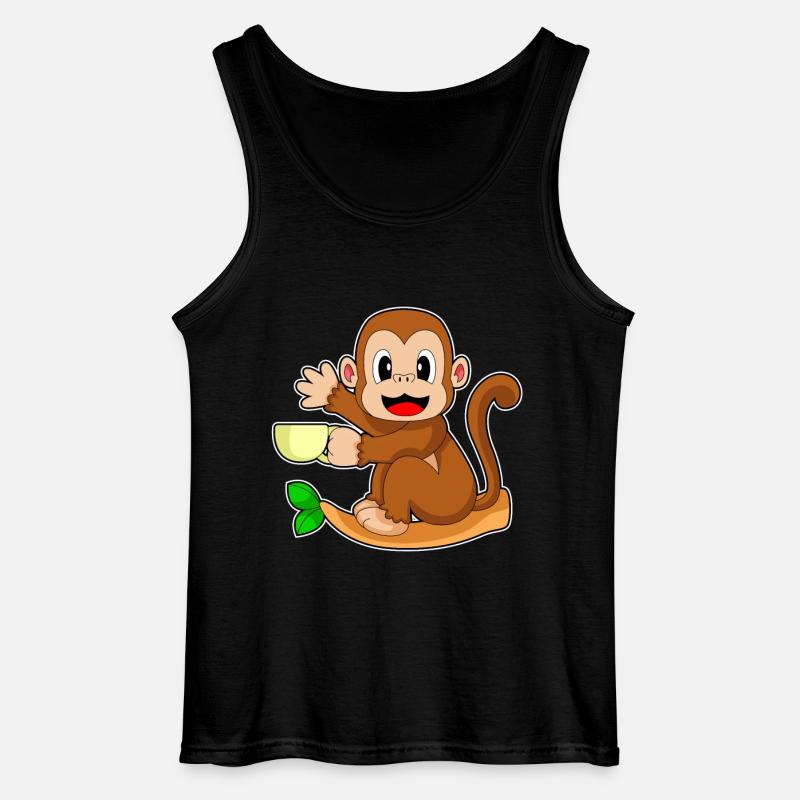 Monkey Coffee Mug - Gildan Men’s Tank Top - black