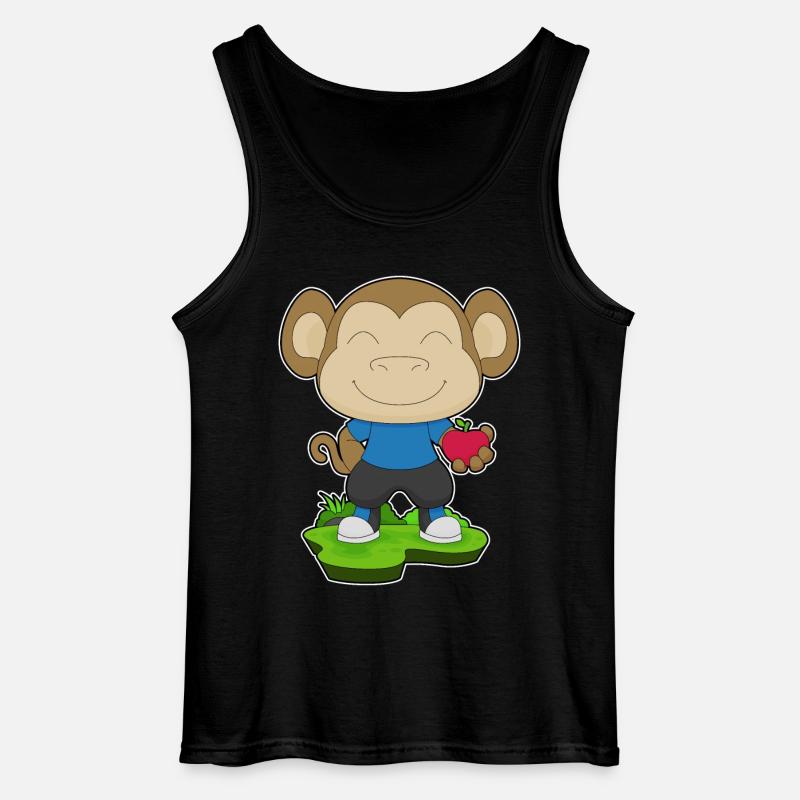Monkey Apple Fruit - Gildan Men’s Tank Top - black