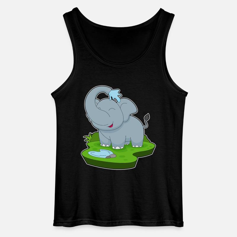 Elephant Bathing Water - Gildan Men’s Tank Top - black