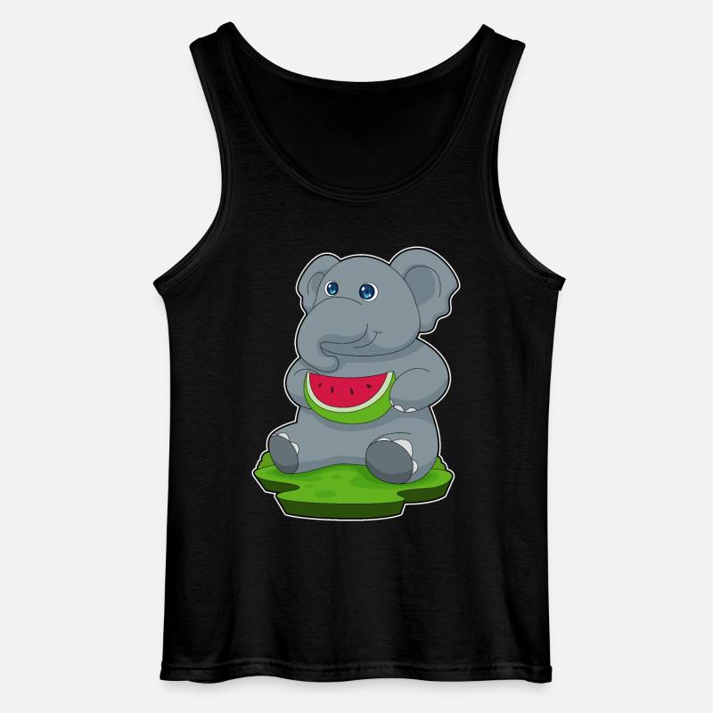 Elephant Watermelon Fruit - Gildan Men’s Tank Top - black