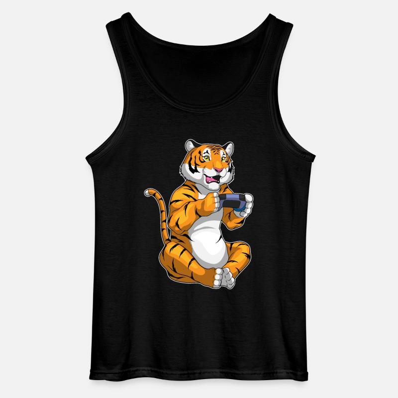 Tiger Gamer Controller - Gildan Männer Tank Top - Schwarz