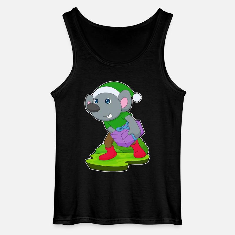 Mouse Christmas Package - Gildan Men’s Tank Top - black