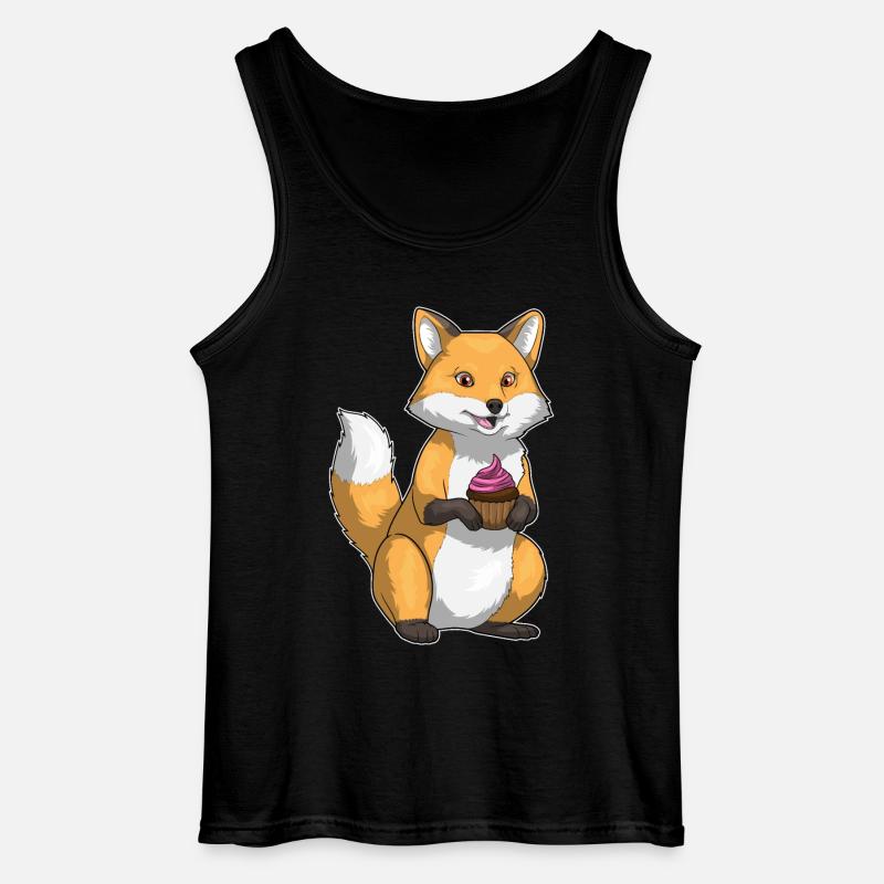 Fox Birthday Cupcake - Gildan Men’s Tank Top - black