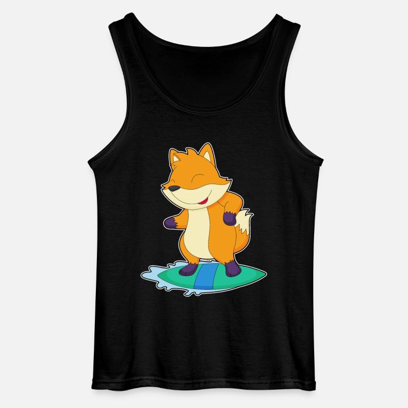 Fuchs Surfer Surfbrett - Gildan Männer Tank Top - Schwarz