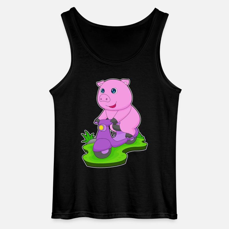 Schwein Motorroller - Gildan Männer Tank Top - Schwarz