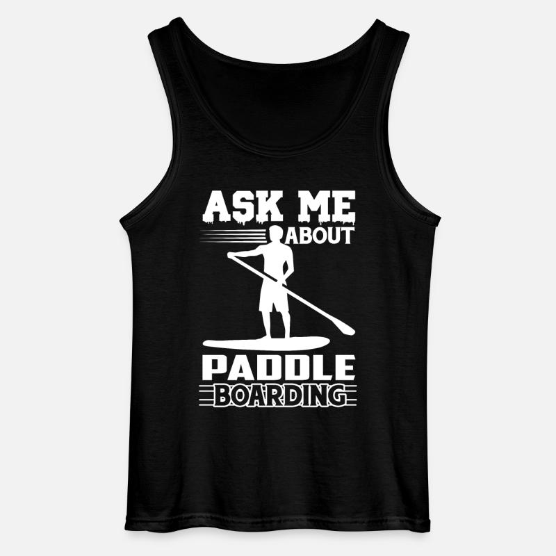 Ask Me About Paddleboarding - Gildan Men’s Tank Top - black