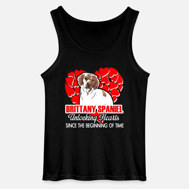 Brittany Spaniel Unlocking Hearts - Gildan Men’s Tank Top - black
