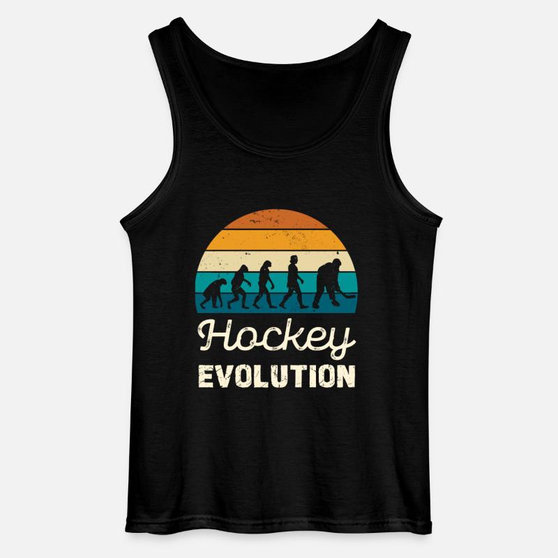 Hockey Evolution Retro Illustration - Gildan Männer Tank Top - Schwarz