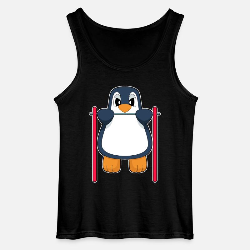 Penguin Bodybuilder Pull-ups - Gildan Men’s Tank Top - black