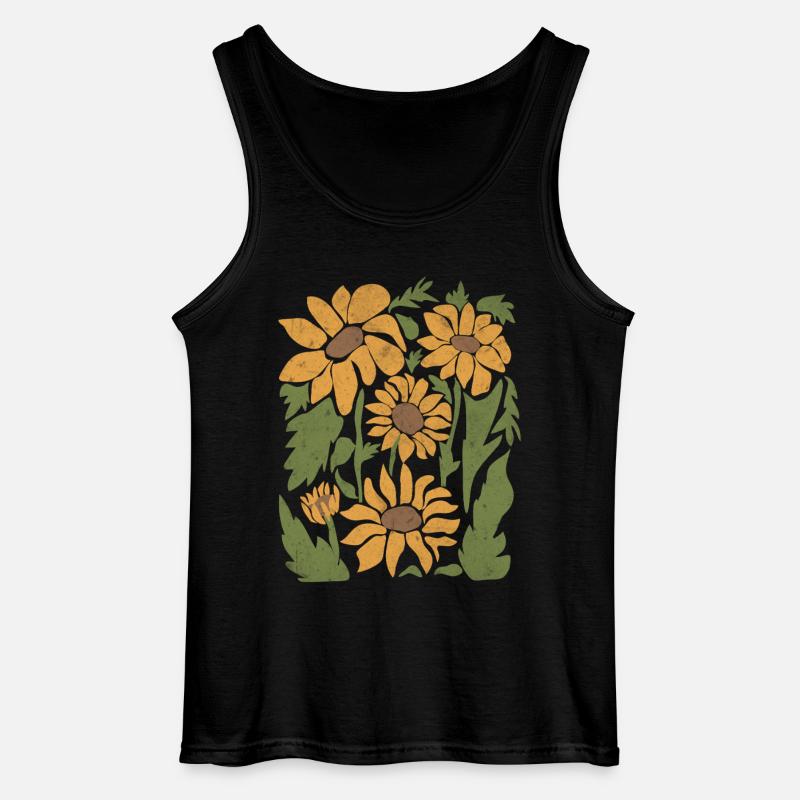 Boho Sonnenblume Wildblumen - Gildan Männer Tank Top - Schwarz