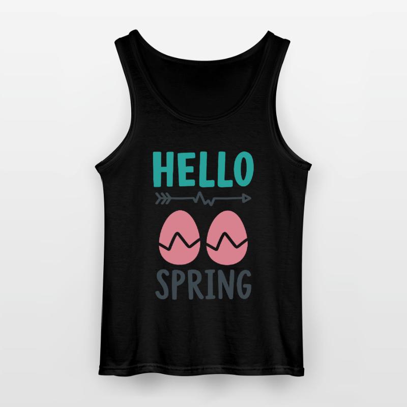 Hello Spring Spring Design with Easter Eggs Gildan Men’s Tank Top