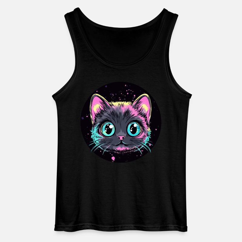 Neon Katze Pop Art - Gildan Männer Tank Top - Schwarz