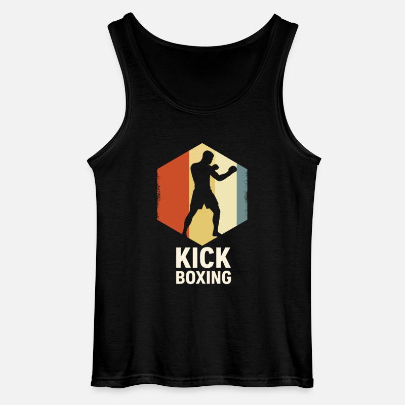 Retro Kickboxer Silhouette - Gildan Männer Tank Top - Schwarz