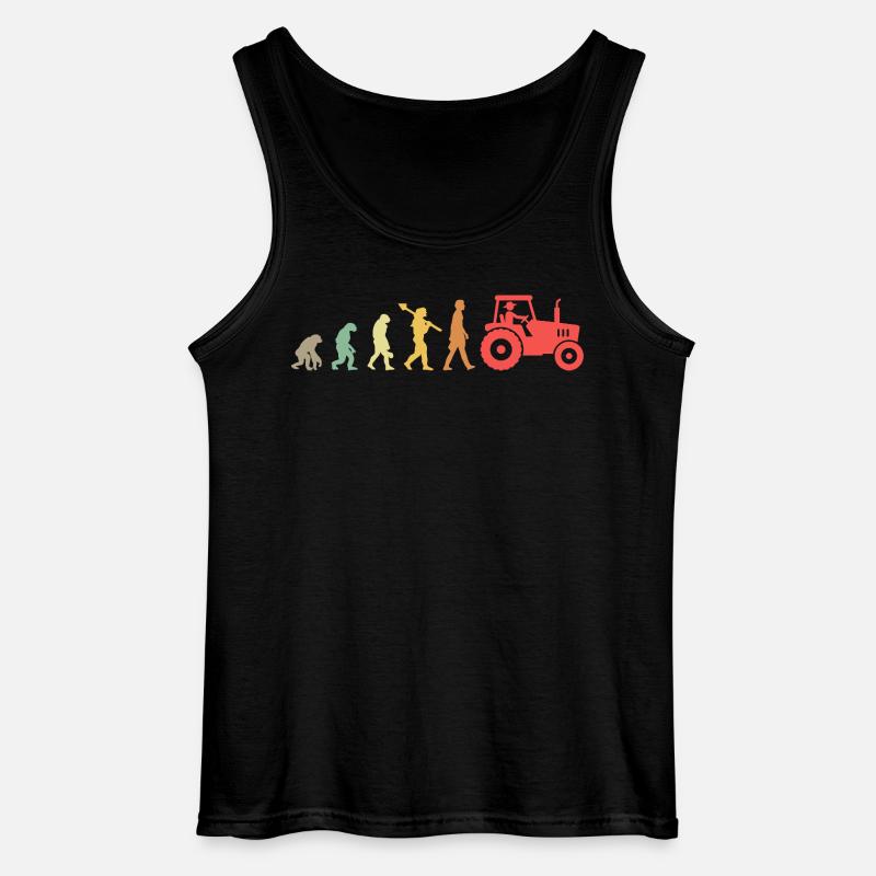 Evolution Tractor _ Farmer - Gildan Männer Tank Top - Schwarz