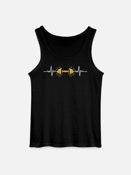 Heartbeat Dumbbell Power Design - Gildan Men’s Tank Top - black