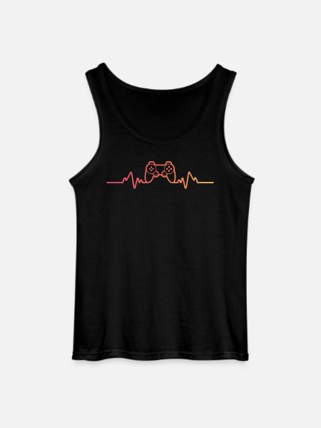 Gamer Sunset Heartbeat Gaming - Gildan Men’s Tank Top - black