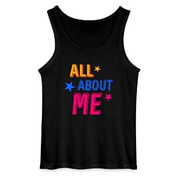 All About Me - Gildan Men’s Tank Top - black - Front - AI Model Male 185 dark (185cm)