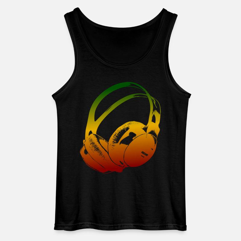 Kopfhörer Reggae - Gildan Männer Tank Top - Schwarz