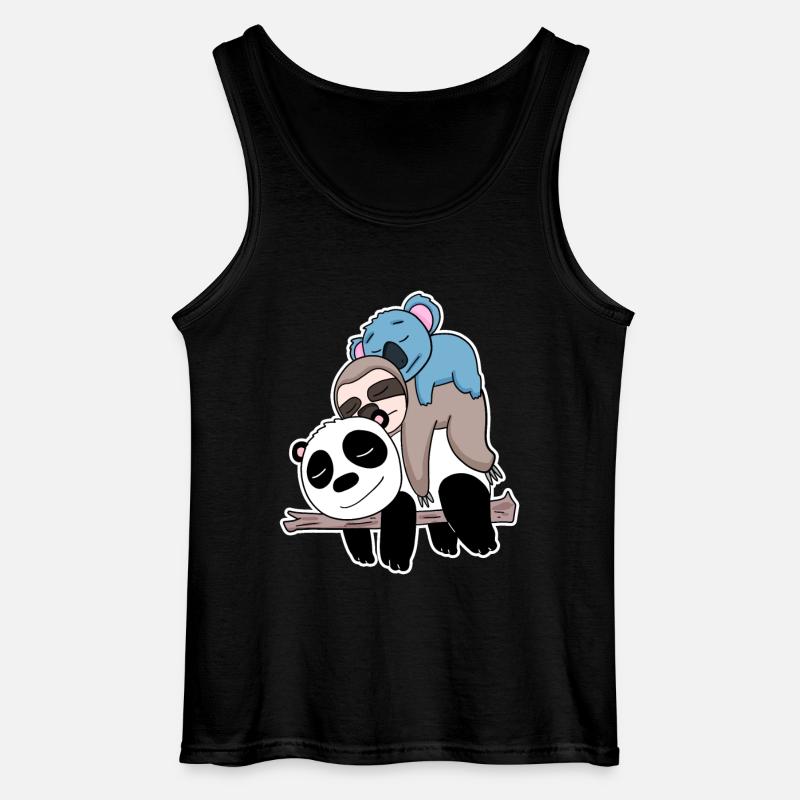 Panda sloth and koala - Gildan Men’s Tank Top - black