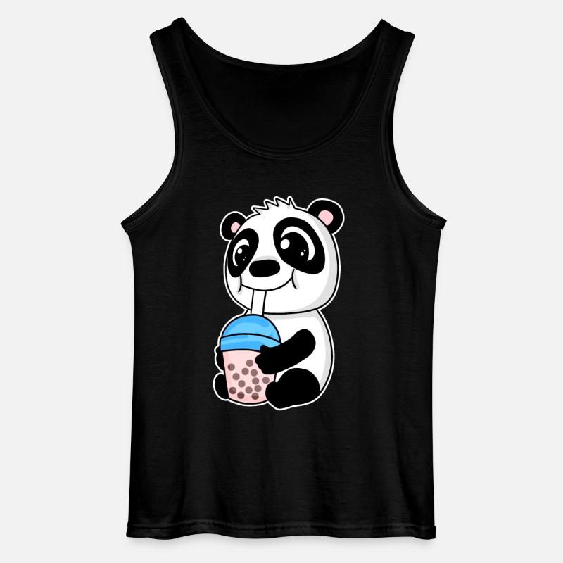 Bubble Tea Panda - Gildan Männer Tank Top - Schwarz