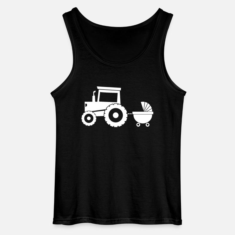 Traktor mit Babywagen - Gildan Männer Tank Top - Schwarz