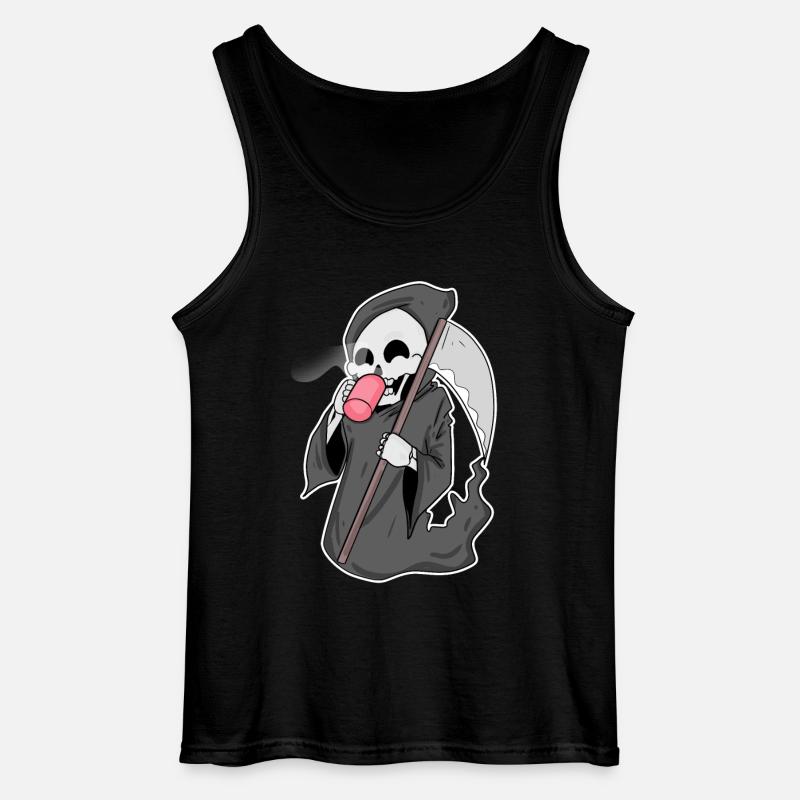 Grim Reaper with coffee - Gildan Men’s Tank Top - black