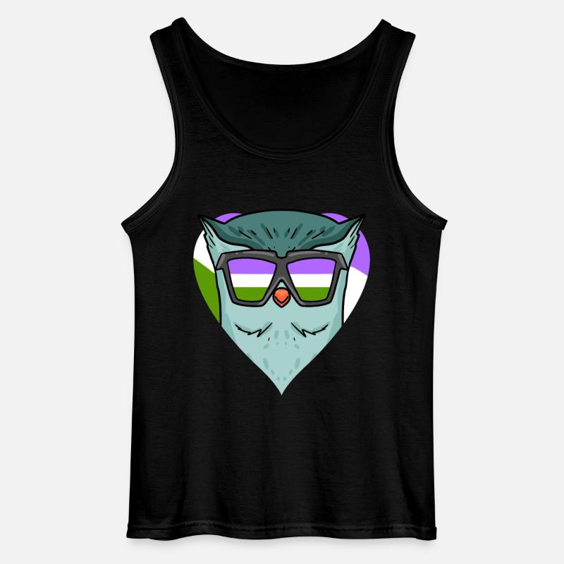 Genderqueer Eule - Gildan Männer Tank Top - Schwarz