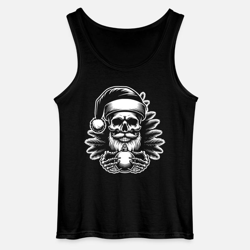 Weihnachtsmann Skull mit Christbaumkugel - Gildan Männer Tank Top - Schwarz