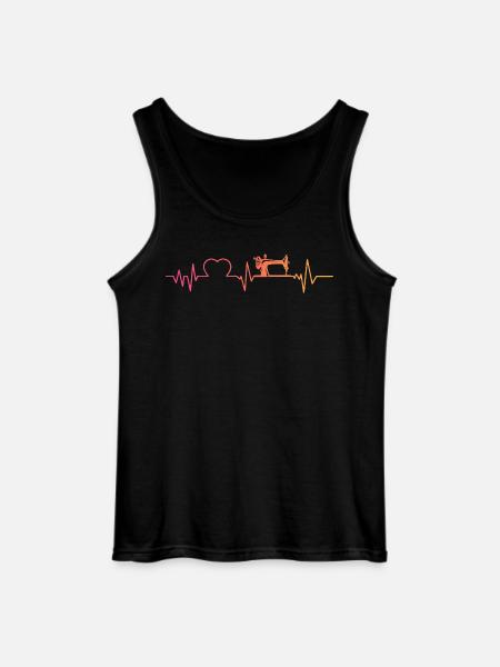 Sewing machine sunset heartbeat sewing - Gildan Men’s Tank Top - black
