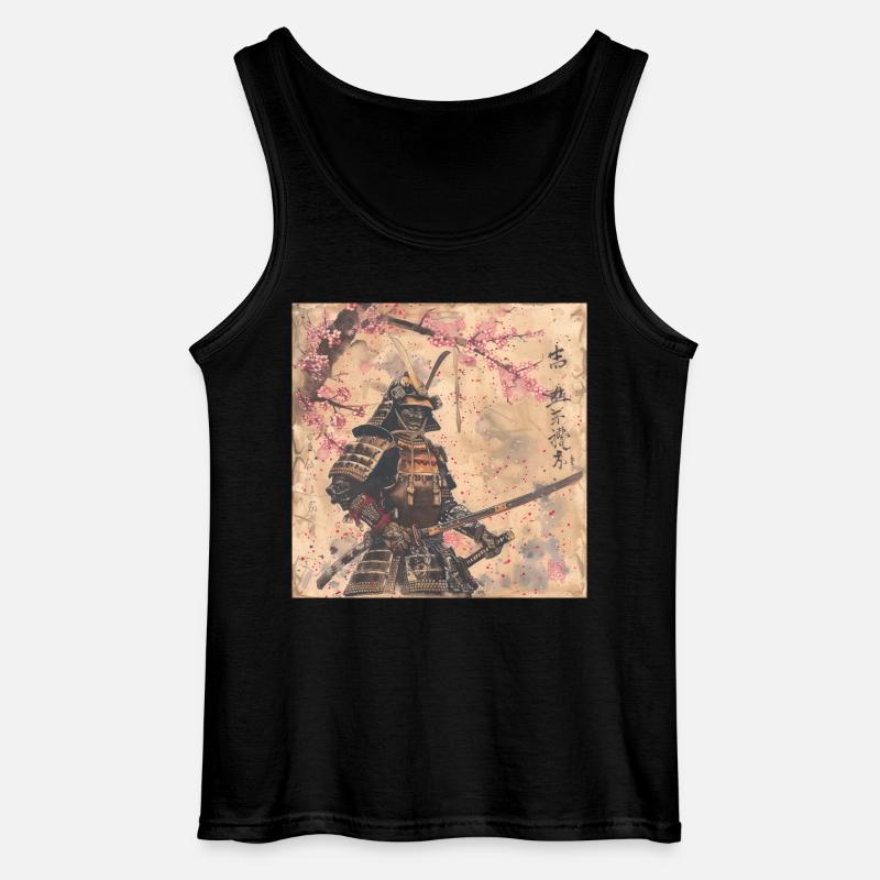 Japanisch, Samurai, Kirschblüte, Kunst, Ukiyo-E - Gildan Männer Tank Top - Schwarz