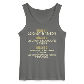 Les regles du chef - Débardeur Gildan Homme - charbon - Devant - AI Model Male 185 dark (185cm)