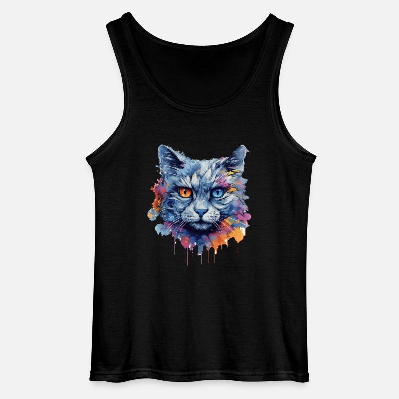 Cat - Gildan Men’s Tank Top - black