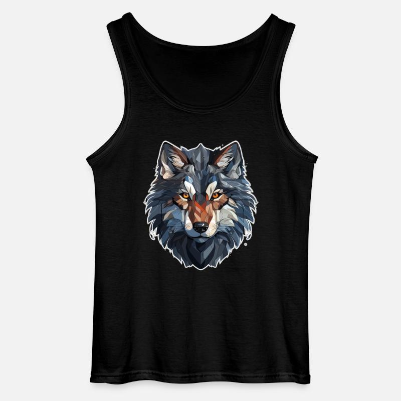 Wolf - Illustration - Gildan Männer Tank Top - Schwarz
