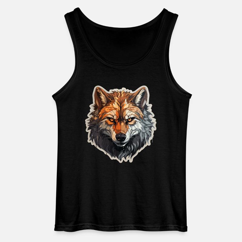 Wolf - Illustration - Gildan Männer Tank Top - Schwarz