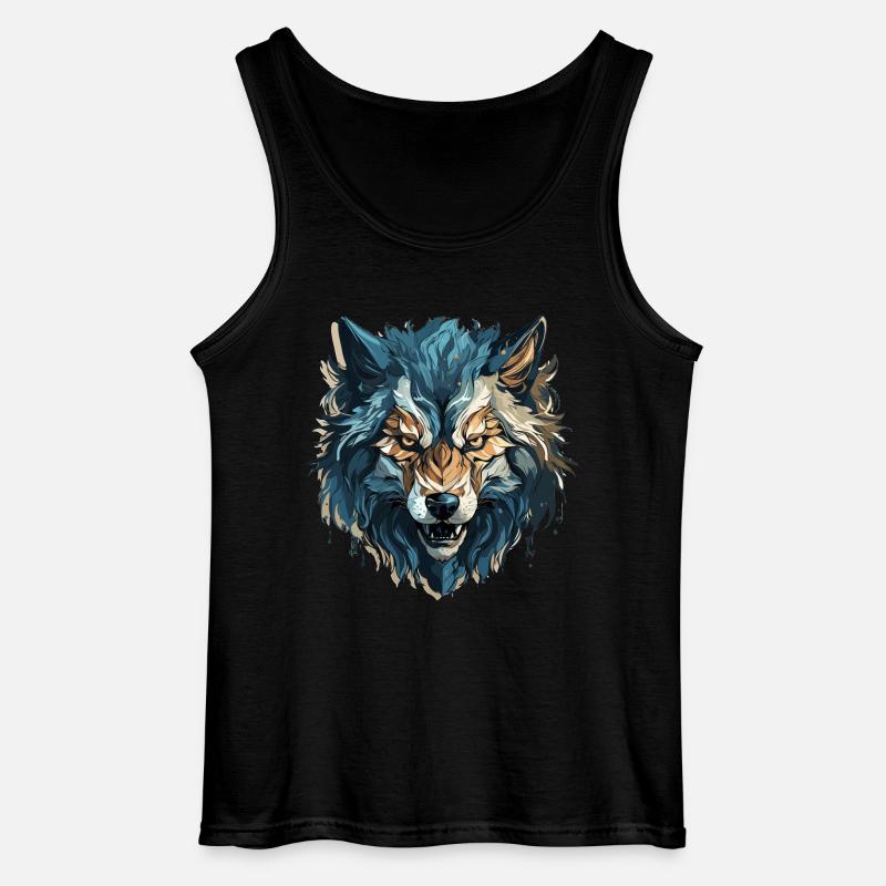 Wolf - Illustration - Gildan Männer Tank Top - Schwarz