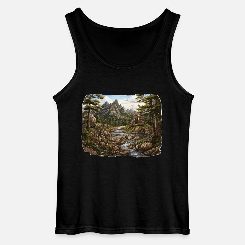 Landschaft - Illustration - Gildan Männer Tank Top - Schwarz