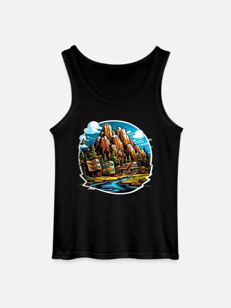 Landschaft - Illustration - Gildan Männer Tank Top - Schwarz